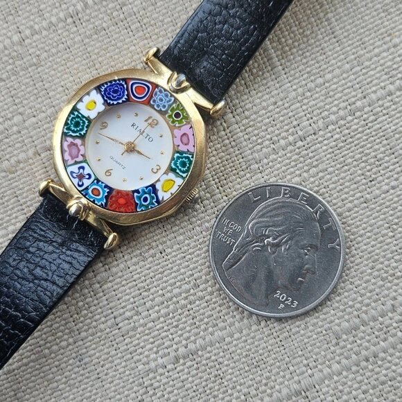 Vintage Antica Murrina Veneziana Wristwatch RIALTO Black Leather Strap Watch - Picture 11 of 12